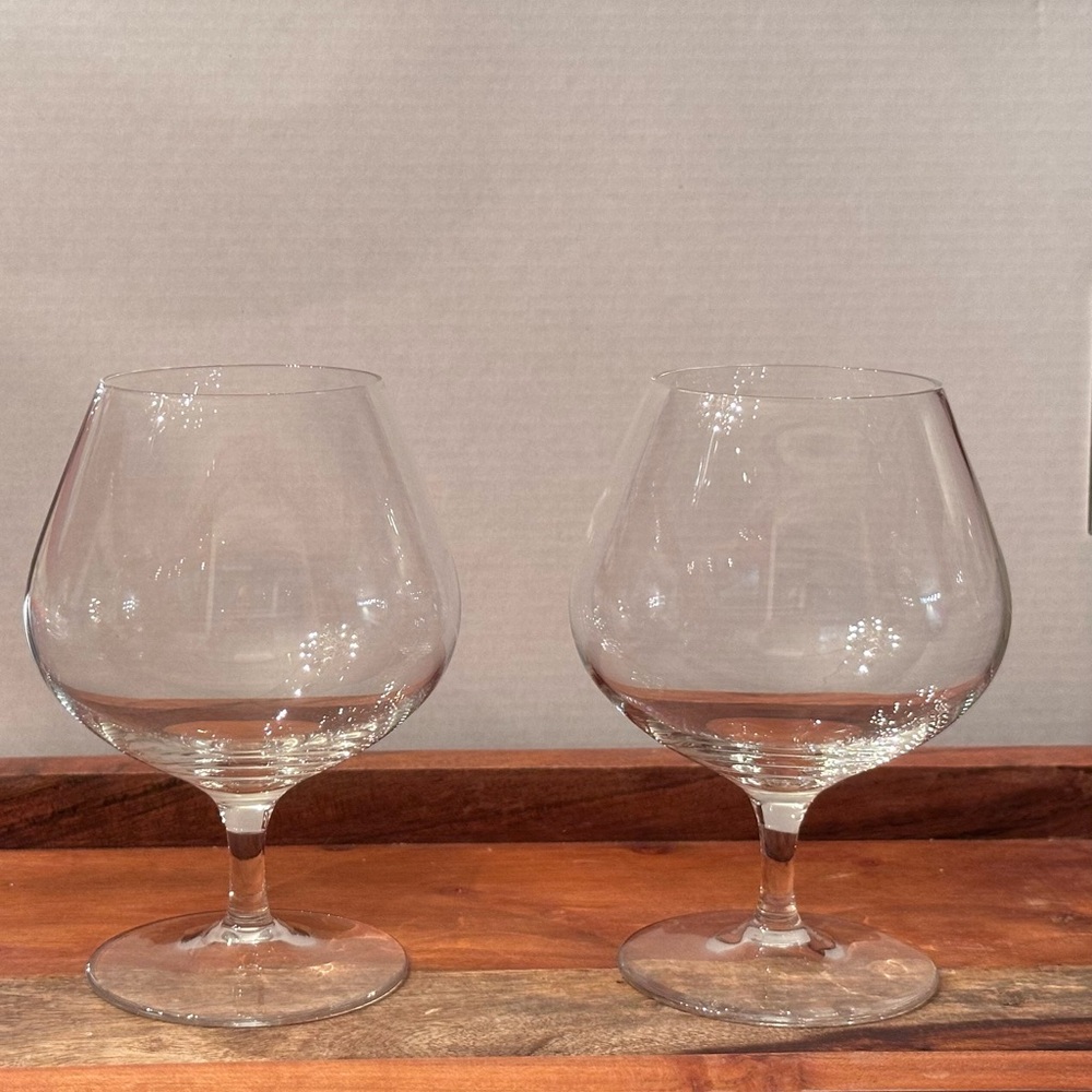 Crystal cognac or brandy glasses